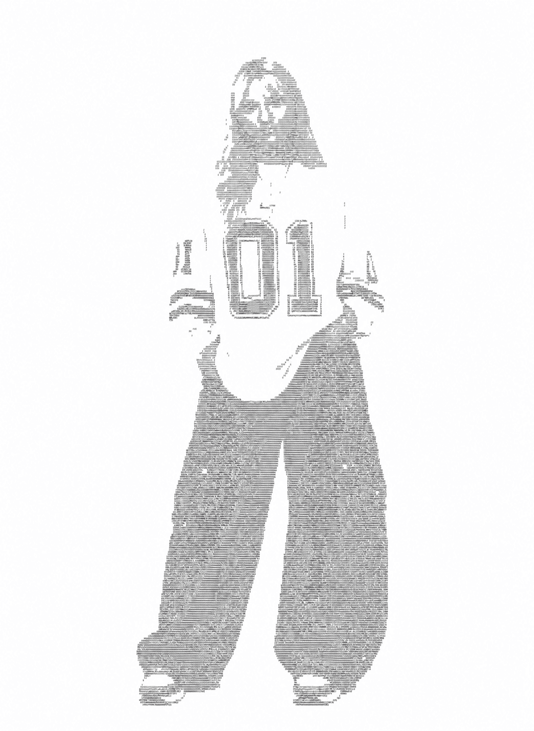 A full-length ASCII portrait of Sara Schultz.